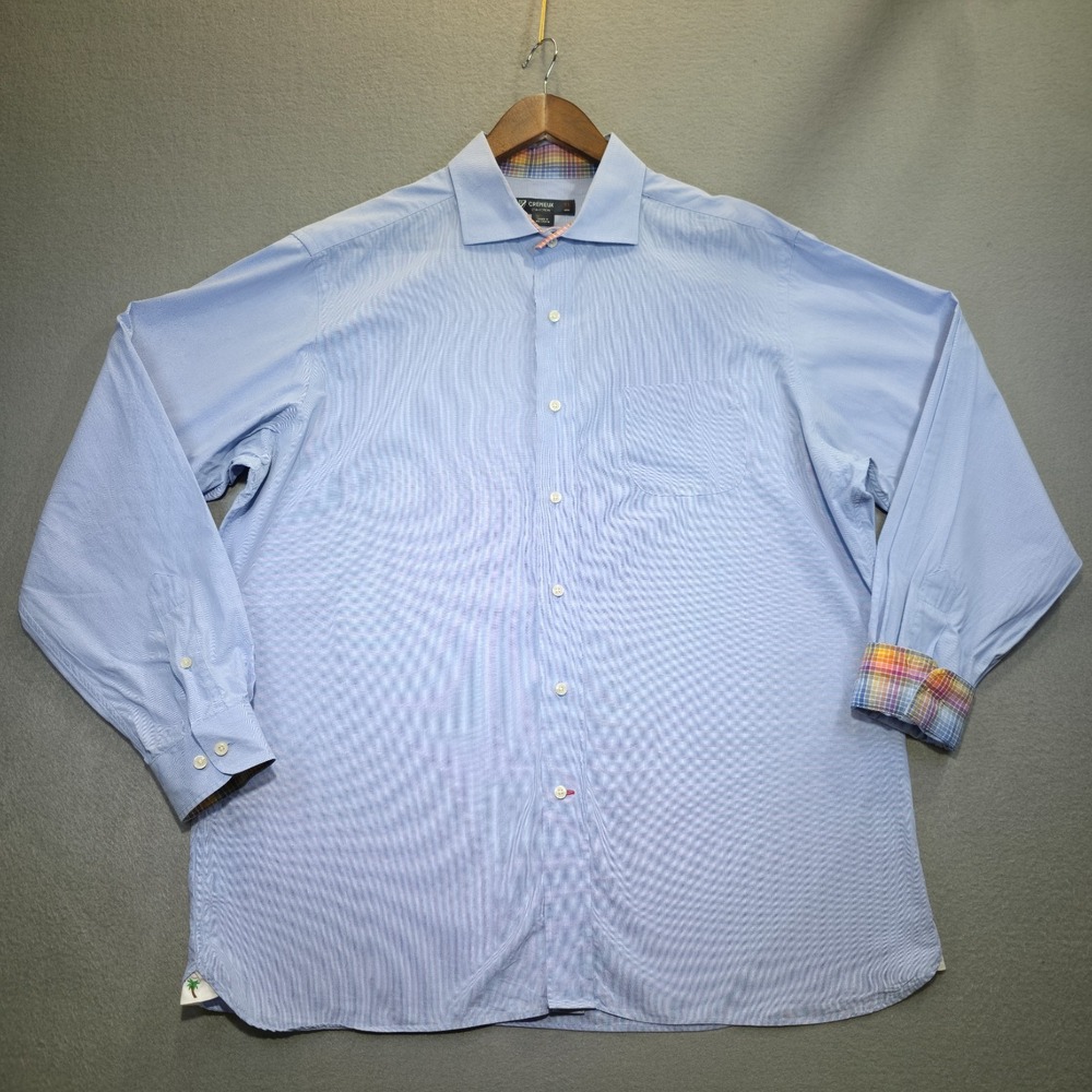 Cremieux Men's Blue Long Sleeve Rainbow Flip Cuff Button Up Shirt‎ Size XL